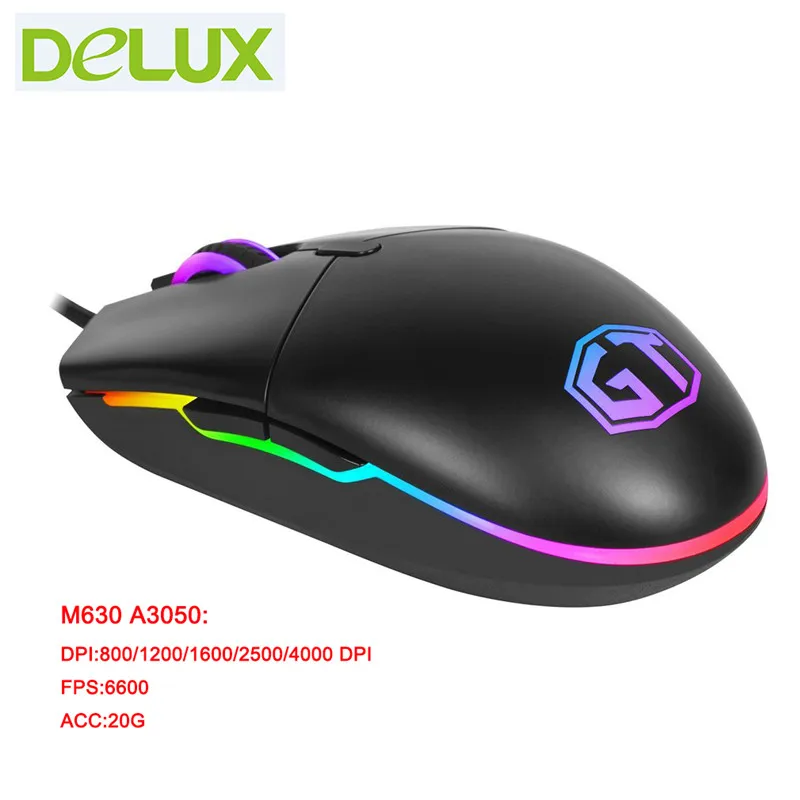 M630 A3050 Delux M630 Проводная игровая мышь USB 5000 dpi 6600FPS красочный светильник, игровая мышь для настольного компьютера, ноутбука, компьютера - Цвет: M630 A3050