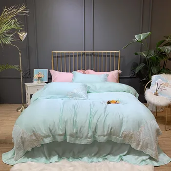 

European Style Top Grade Embroidery Four-piece Set Tencel Embroidered Bed Sheet Quilt Cover Lace 60 Tencel 1.8 Bedding Article