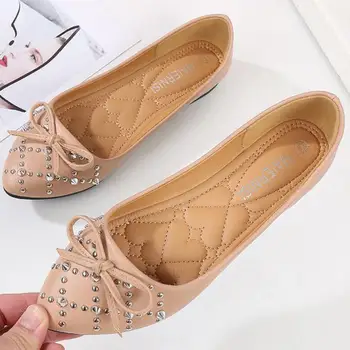 

Plus Size 45 46 Women Flat Shoes Casual Loafers Slip On Sweet Bow Lady Flats Pointed Toe Slip On Shallow Comfort Shoes Footwear