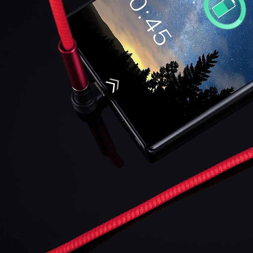 Мини-usb кабель флэш-зарядка тип-c USB телефон зарядное устройство кабель для Android нейлоновый шнур 90 градусов правый угол кабель zz6