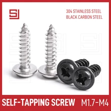 SJ PWA Self-tapping Truss Screws Bolt M1.7 M2 M2.3 M2.6 M3 M4 Phillips Stainless Steel 304 Black Crosse Round Self Tapping Screw