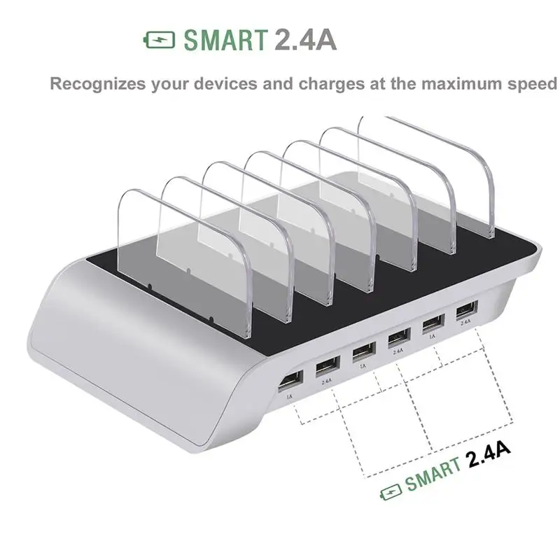 Foxnovo Многофункциональный 6 usb зарядных портов USB зарядное устройство станция-концентратор док-станция телефон Подставка для телефонов планшетов