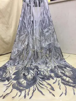 

2020 grey Sequins Net Lace Fabric green High Quality African Mesh Wedding Bride Dress Sewing Sequined Embroidered Material
