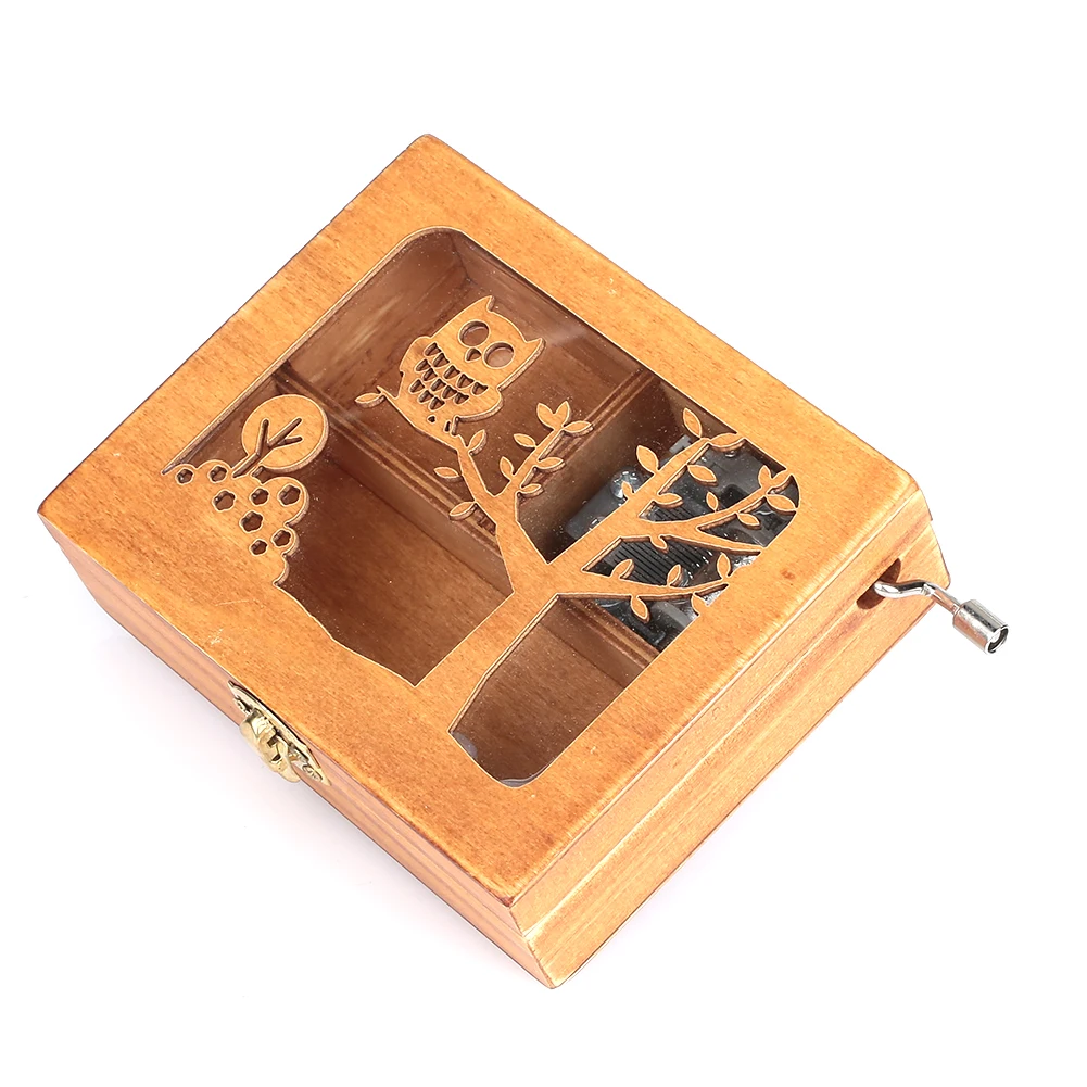 Lovely Music Case Christmas Wooden Animal Keepsake Music Box Beautiful Eight Tone Box Birthday Ornaments Gift Festival Kids - Цвет: Owl