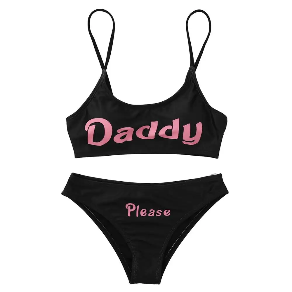 Женский купальник бикини Yes Daddy с принтом, мини-купальник, камзол, бюстгальтер, Короткие топы с трусиками, купальный костюм, аниме костюмы для косплея