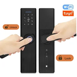 Serrure de porte électronique Wifi avec empreinte digitale Tuya APP, mot de passe/carte IC, serrure de porte numérique Fechadura 