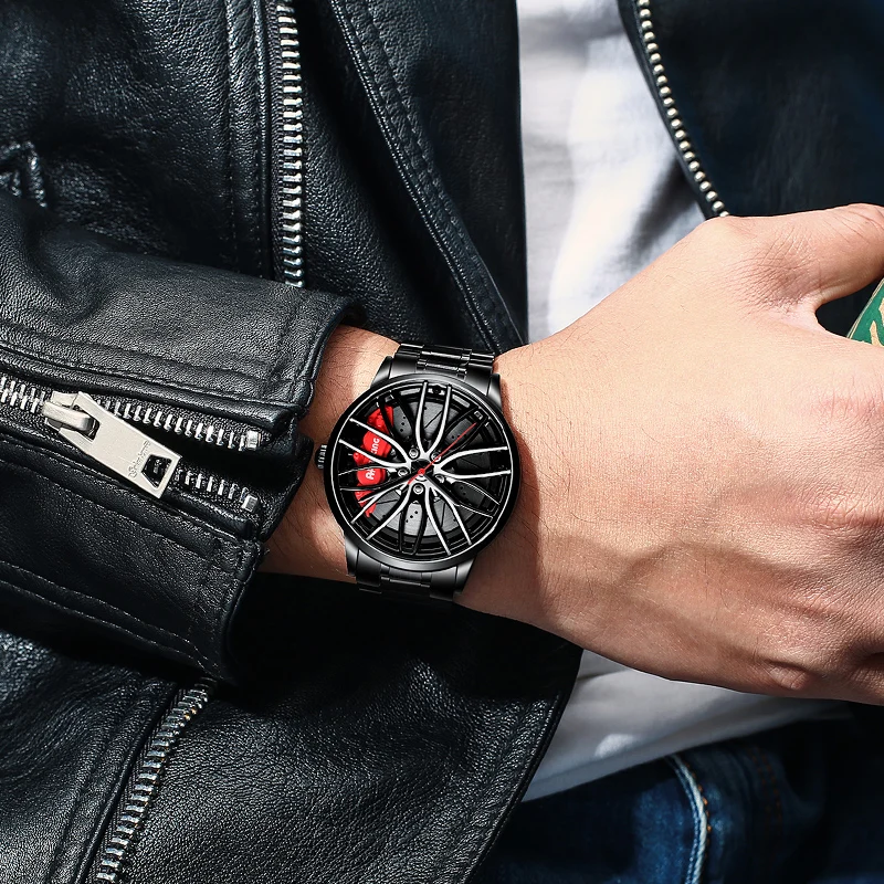 New Watches Men Sports Car Rim Watches Quartz Waterproof