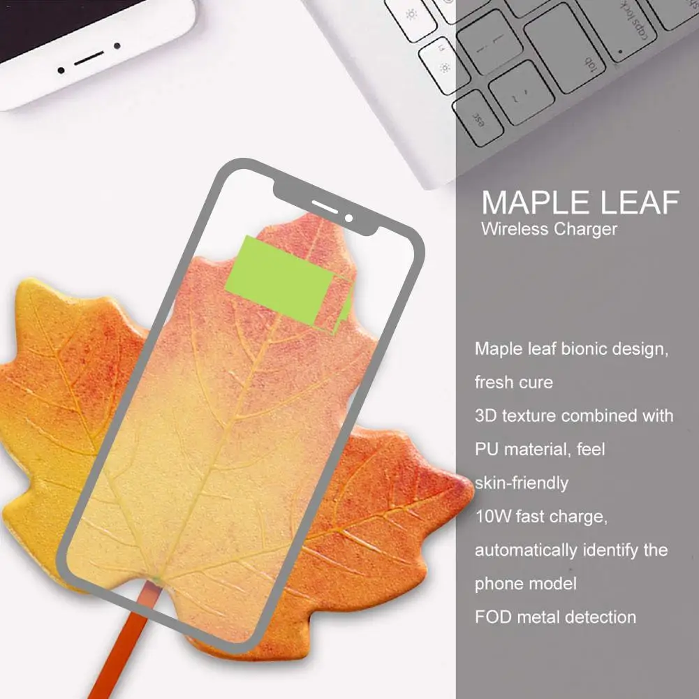 

Qi-Certified 7.5W Fast Charging Maple Leaf Wireless Charging Mobile Phone Wireless Charger for IPhone All Qi-Enabled Smartphones