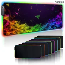Razer RGB Große Gaming Mouse Pad 900x400mm XXL LED Beleuchtung Mauspad Gamer Computer Schreibtisch Matte Pad Apfel logo Gamer Mit Backlit
