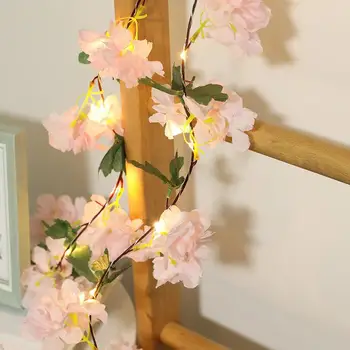 

Led String Light Flower Leaves Copper Wire Artificial Vine Garland for Christmas Wedding Party Event Decoration