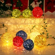 Светодиодный светящийся ротанговый шар круглой формы, Рождественский декоративный шар, украшение для дома, свадьбы, дня рождения, вечеринки, настольный орнамент
