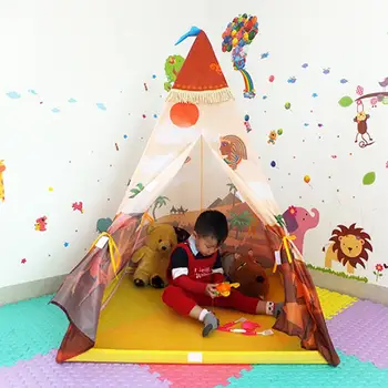 

Children Playing Tent Indian Yurt Tent Indoor Pretend Play Game Portable Kids Tent Natural Fiber Fabric Soft Breathable Tent