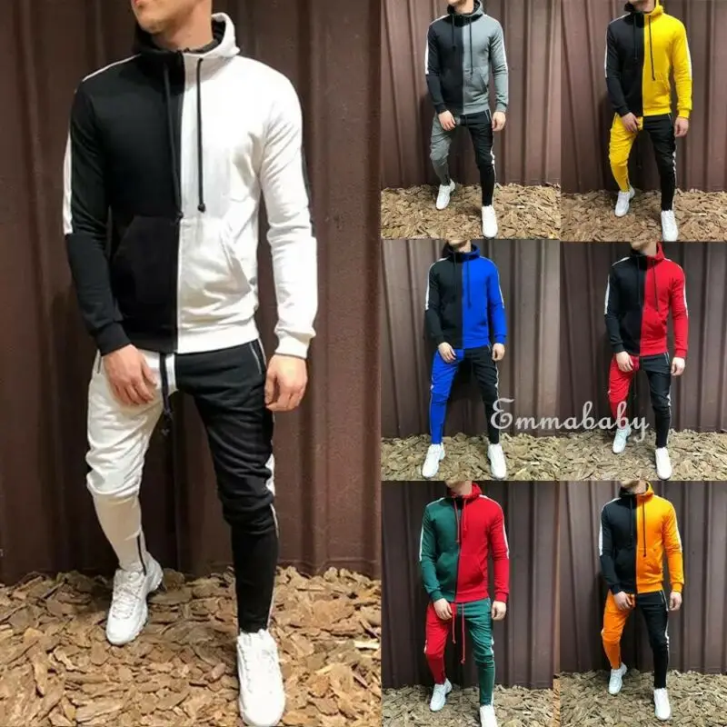 

1PC Men's Gym Jogging Tracksuit Hoodies Sweatshirt Pants Fleece Joggers Suit