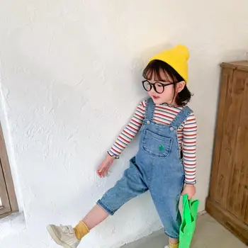 

2020 New Girls Boys Denim Overalls Spring Fashion Kids Long Pants 1-6 Years PO109