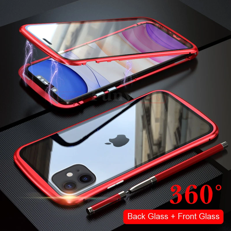 Двухсторонняя для стекла чехол телефона iPhone11 Pro Max Магнитный iPhone 11 360