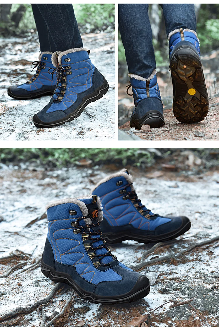UEXIA New Super Warm Men Boots Platform Snow Boots for Men Thick Plush Outdoor Sport Slip-resistant Winter Shoes Plus Size 46