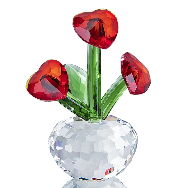 H& D хрустальные статуэтки красной розы букет цветы коллекционные художественные стеклянные ремесла домашний Свадебный декор орнамент Рождественский подарок сувенир - Цвет: type 14