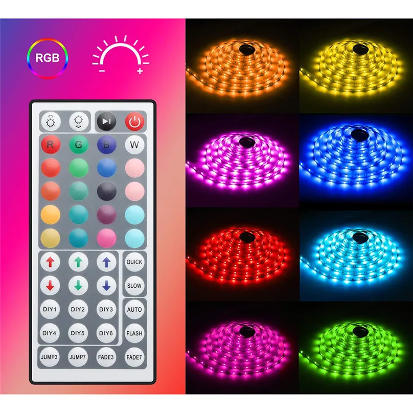 Colorful 5 м 5050 RGB многоцветный светодиодный свет полосы с неводонепроницаемым с Дистанционное управление освещением струны и 4A26 - Испускаемый цвет: Colorful