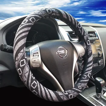 

Summer Flax Car Steering Wheel Cover for Versa Almera Primera Tiida Terrano Qashqai 350z Patrol Kicks Murano Auto Accessories