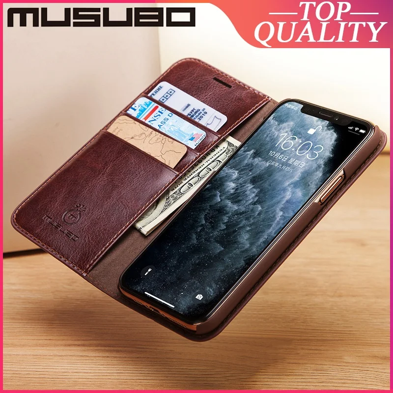 Musubo Genuine Leather Case For iPhone 11 Pro Max XS XR 7 Plus 8 6S Plus 6 Luxury Cases Cover Card Slot Wallet casing Funda Capa