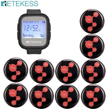 

Retekess Wireless Calling System Waiter Call Pager TD106 Watch Receiver +10pcs Call Button restaurant equipment queue service
