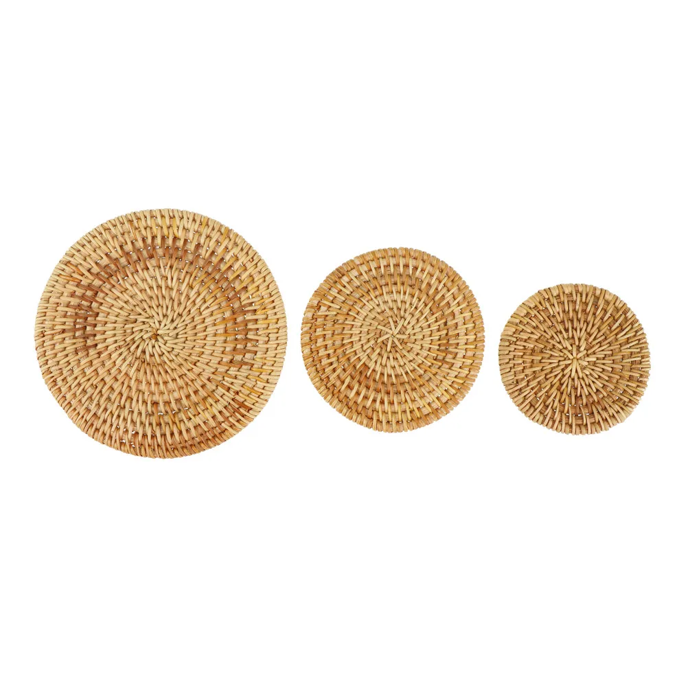 1pc Tableware Placemat Dish Mat Teapot Cup Coaster Rattan Mat Coasters Tea Coffee Drinks Pot Cushion Pad Weave Cup Mat Pad 3size