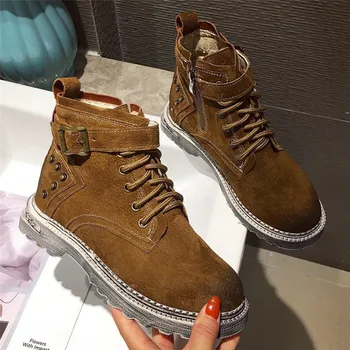 

Women Winter Shoes Ladies Ankle Boots Buckle Chaussures Femme Punk Female Shoes Med Heels Botas Mujer Buckle Zapatos De Mujer