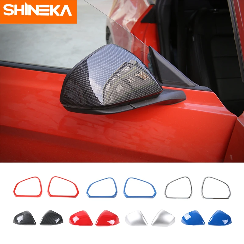 Ox Horn Style Side Mirror Covers For 2010-2014 Ford Mustang - Glossy Black ABS, 3M Tape Installation