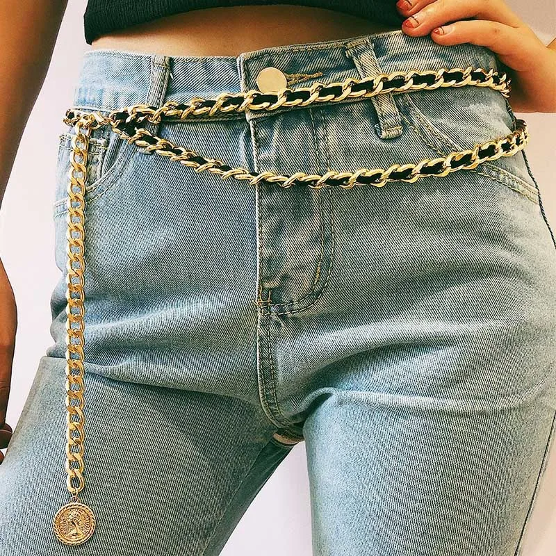 

Punk Women Chain Belts Hip Hop Multilayer Long Tassel Silver Gold Metal Luxury Waist Chain For Jeans Jewelry Party Dresses