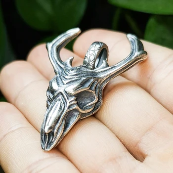 

925 sterling Silver deer Head Mens Biker Punk Pendant charm Jewelry A4251