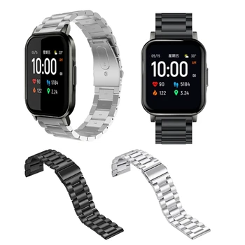

Replacement Strap For Haylou Watch LS02 Double Snap Buckle Three Beads Solid Stainless Steel Strap Fashion