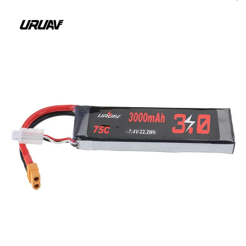 

Original URUAV 7.4V 3000mAh 75C 2S XT60 Plug Lipo Battery For FPV Racing Drone RC Multirotor Spare Part DIY Accessories
