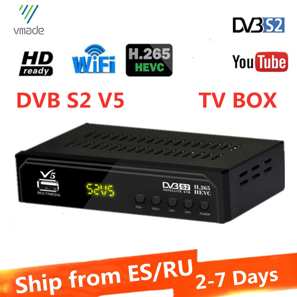 Vmade V5 DVB S2 HD приемник цифровой ТВ приставка спутниковый H.265 проигрыватель Youtube USB WIFI