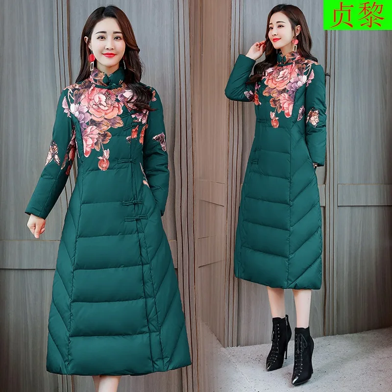 

Cotton-padded Jacket Women's 2018 New Style Chinese-style Cotton Coat Women's Exta-long to Ankle over-the-Knee National Wind Ret