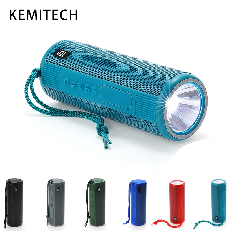 TG635 Cylindrical Speaker With LED Far Light Hand Lamp Lighting Support AUX FM TF Built-in Microphone 1200mAh for Huawei Xiaomi |