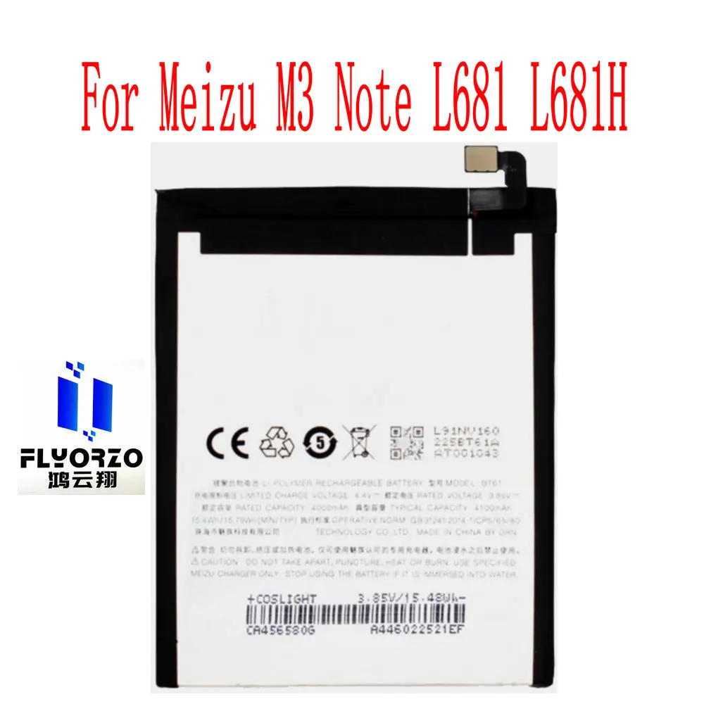 100% Бренд новый высокое качество 4000mAh BT61 Аккумулятор для Meizu M3 Note L681 L681H мобильный