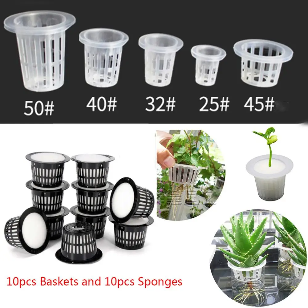 10pcs Hydroponic Net Pots Mesh Pot Cup Basket Aeroponics Plant