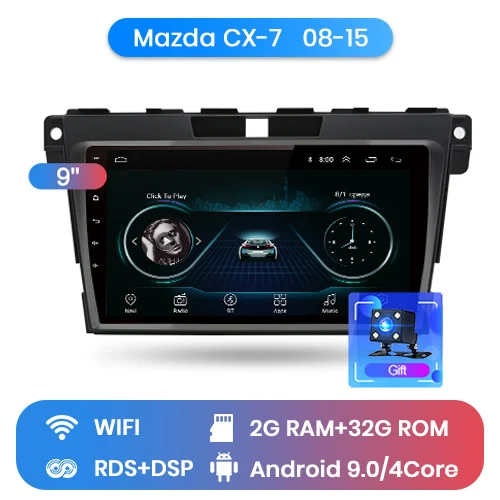 2-32GB for wifi Junsun Android 9,1 для Mazda Cx-7 cx7 2008- Авто 2 Din Радио стерео плеер Bluetooth 2G+ 32G gps навигация без DVD слот - Цвет: 2-32GB for wifi