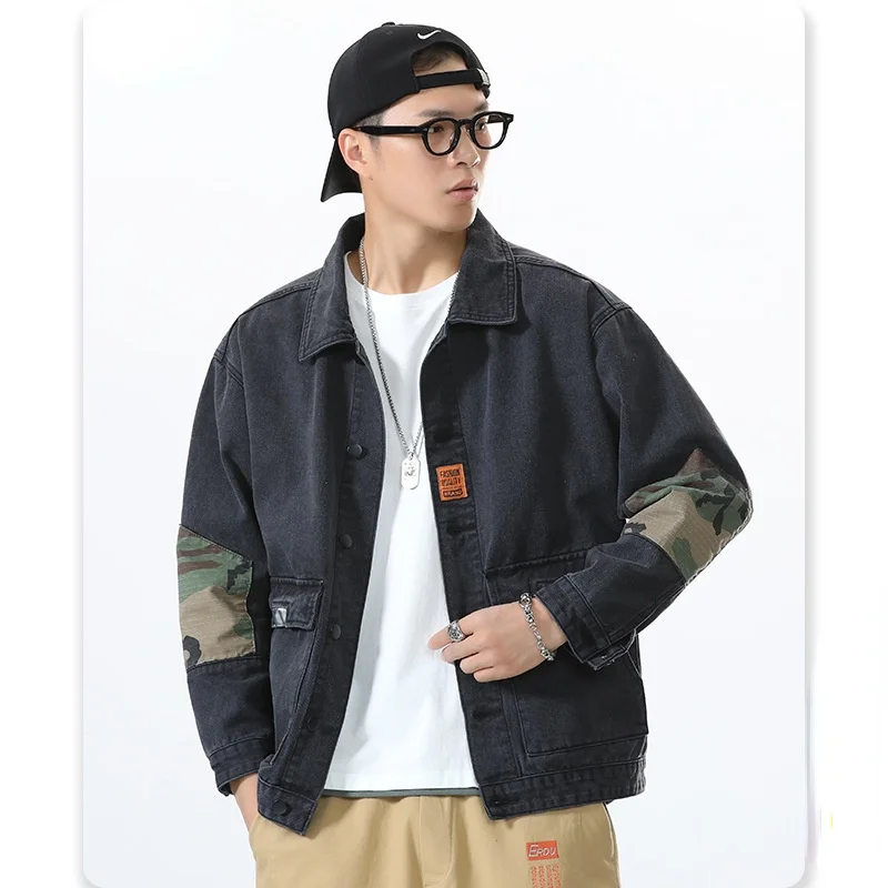 Mens Denim Jacket Streetwear Hip Hop Jean Jackets Casual Camouflage Retro Outerwear 2021 Male Autumn Harajuku Oversized Coat 5XL 1