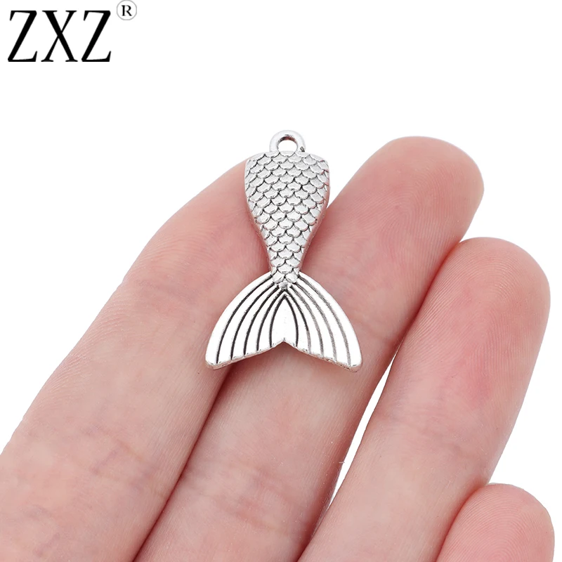

ZXZ 10pcs Mermaid Fish Tail Charms Pendants Beads for Necklace Jewelry Making Findings 31x19mm