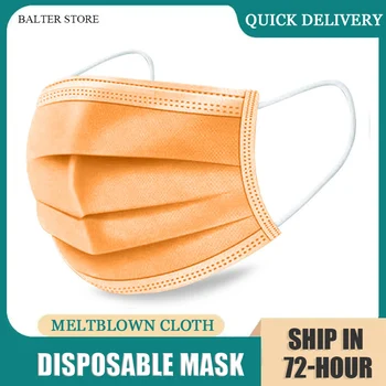 

10/50/100/500pcs Disposable Face Mask 3 Layers Filter Anti Dust Smog Earloop Breathable Gauze Mask Orange Adult Face Mouth Masks