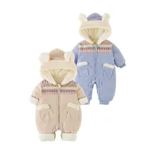 Grenouillère d'hiver épaisse pour bébé, vêtements chauds en coton matelassé pour nouveau né