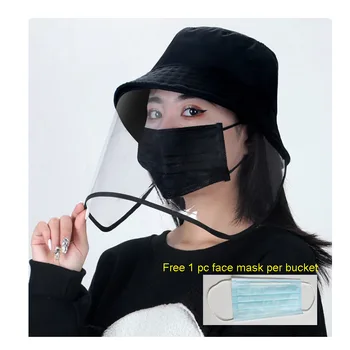 

Retail Adult Black buckets free faces Masks Cap Face shield hat Anti-spitting Protective Hat face Buckets
