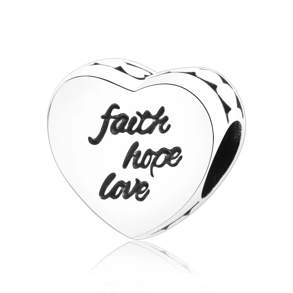 Браслеты шармы из серебра 925 пробы с надписью Faith Hope Love Heart|Бусины| |