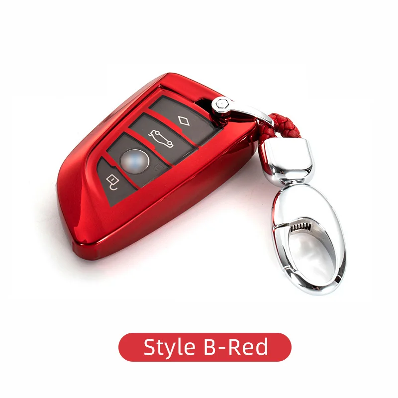 Автомобильный ключ чехол для ключей для бмв BMW G30 G30 X1 F48 X2 F39 X4 G02 X5 F15 G05 X6 F16 G11 G12 серии 5 7 аксессуары для интерьера - Название цвета: Style B-Red