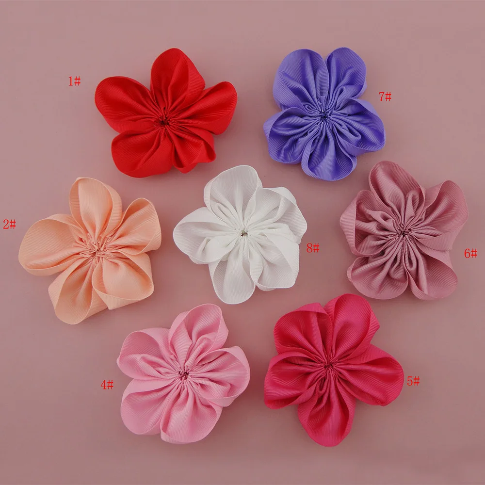 

10PCS 10.0cm grosgrain ribbon flowers Patches for DIY Headbands hairpins floral Headpieces Handmade material Assorted Colors