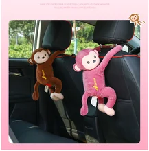 tissue box Creative Cartoon Monkey Home Office Car Hanging Paper Cover Holder Portable Paper Box tanie tanio Wiszące Flanela