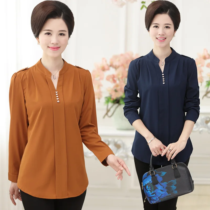 

Spring New Middle-aged Women Dress Long Sleeve Leisure T-shirt Women's Large Size Loose-Fit Middle Aged And Elderly People WOMEN