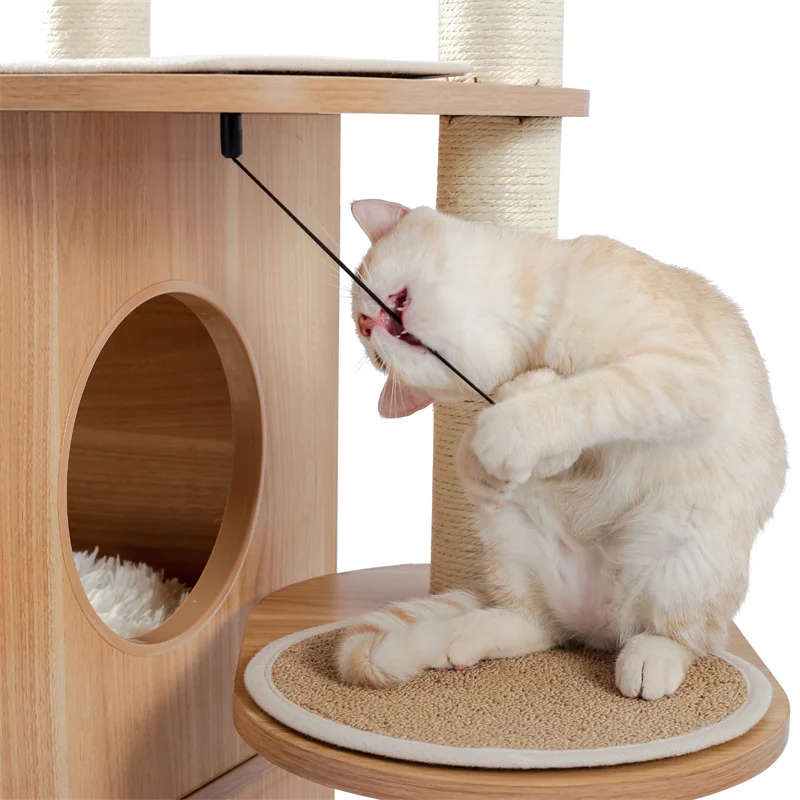 Modern Cat Tree Wooden Multi-Level Tower