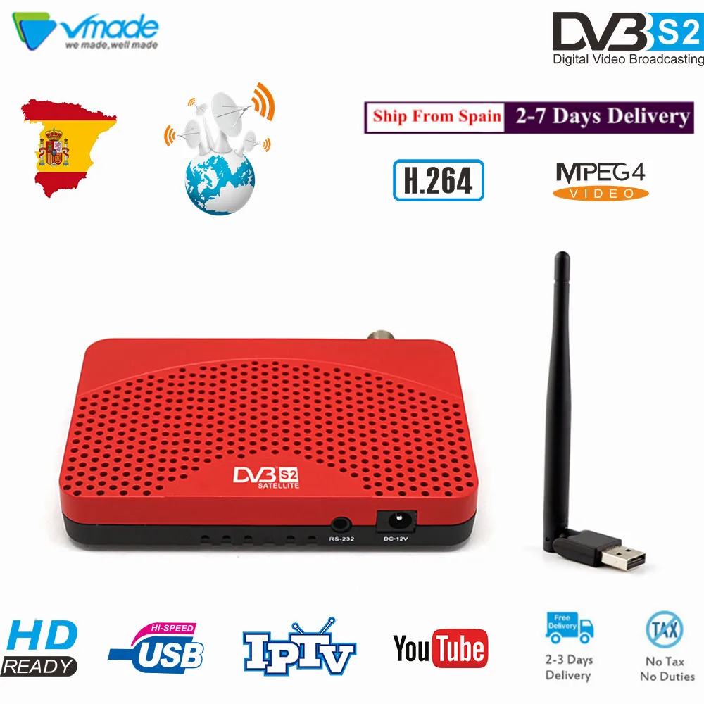 Vmade Full HD DVB-S2+ wifi комбинированный спутниковый ТВ приемник Поддержка Cccam Youtube Biss IP tv DVB S2 H.264 MPEG4 ТВ-тюнер телеприставка